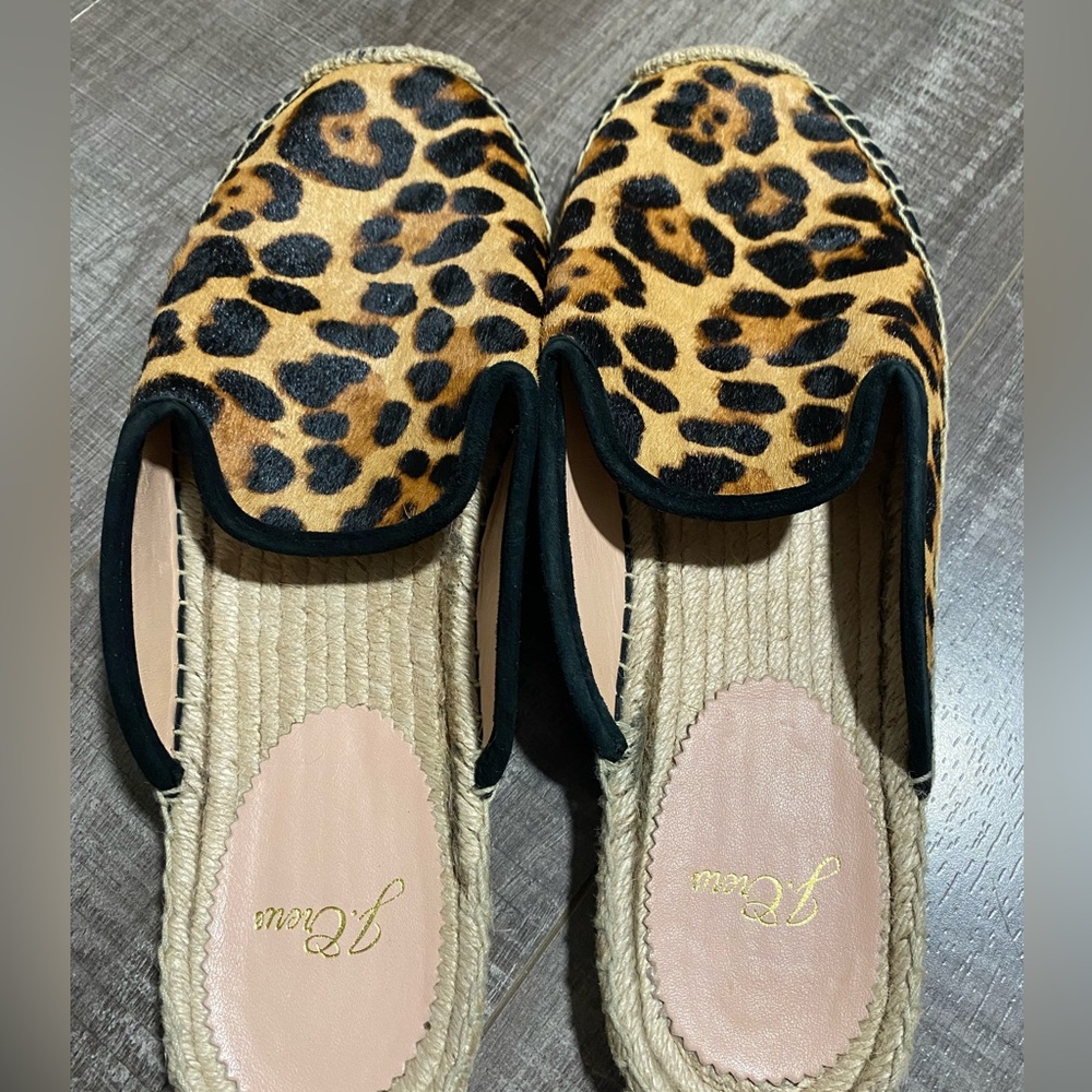 Jcrew women’s leopard and canvas slides